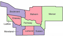 A map of the neighborhoods in Shaker Heights. ShakerHeightsNeighborhoods.png