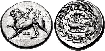 Статер  Sikyon, 335-330 BC, with a Chimera.