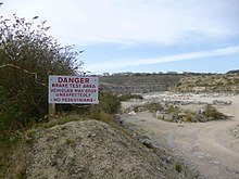 Coombefield Quarry Southwell, warning sign, Coombefield Quarry, Portland.jpg