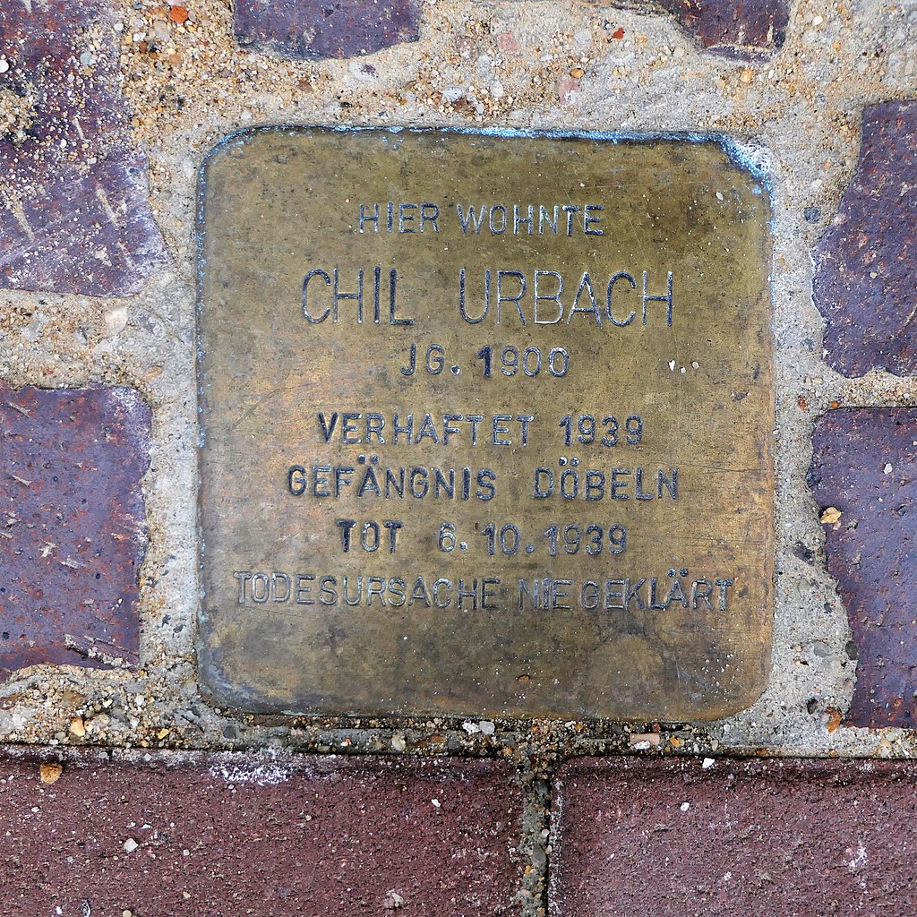 Stolperstein für Chil Urbach, Obermarktgasse 4, Leisnig.JPG