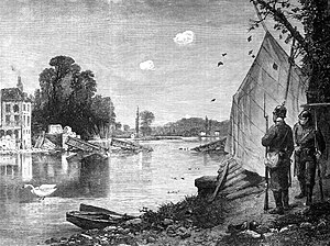Soldats prussiens sur les bords de la Seine près de Bougival