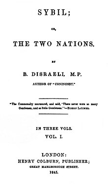 Title page of first edition of Sybil (1845) Sybil.jpg