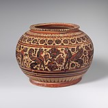 pot decorated with sphinxes and panthers in the orientalizing style