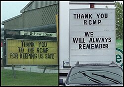 Local businesses express their gratitude for the RCMP after the suspect was apprehended Thank You RCMP Moncton Shooting.jpeg