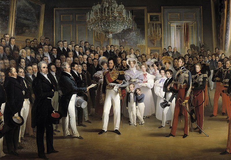 File:The Duke of Orleans receives at the Palais Royal the members of the Chambers of Deputies, 7 August 1830.jpg