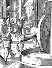The Manufacture of Oil, 16th-century engraving by Jost Amman The Manufacture of Oil drawn and engraved by J Amman in the Sixteenth Century.png