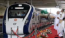 Prime Minister Narendra Modi flags off the Vande Bharat Express between Gandhinagar and Mumbai at Gandhinagar Station, in Gujarat on September 30, 2022.