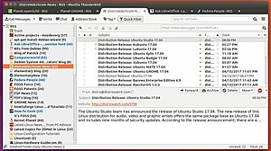 Thunderbird on Ubuntu Linux, being used as an RSS feed reader Thunderbird on Ubuntu.jpg