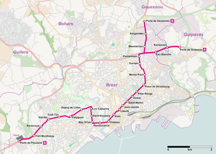 93: Netz der Straßenbahn Brest