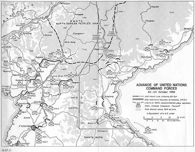 UN offensive into North Korea, 20–24 October 1950