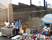 Mexico–United States barrier at the pedestrian border crossing in Tijuana