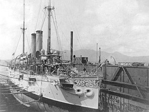 USS Cleveland (C-19), drydock.jpg