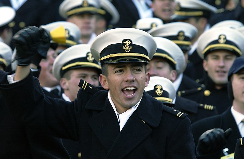 File:US Navy 071201-N-4936C-144 U.S. Naval Academy Midshipmen cheer as their team completes another 1st down during the 108th annual Army-Navy football held at M^T Bank Stadium in Baltimore, Md.jpg