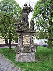 Statue of Saint John of Nepomuk with putti in Uhříněves