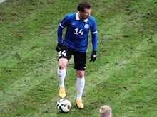 Vassiljev playing in a friendly against Iceland on 31 March 2015 Vassiljev, Konstantin.IMG 7096.JPG