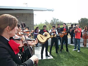 Mariachi group playing at the 10th-anniversary celebration of Wikipedia in Guadalajara