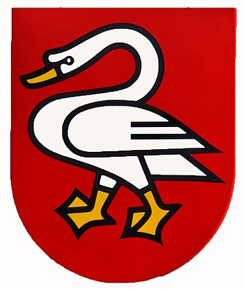 The Swiss municipality of Horgen    (located at Lake Zurich) uses a depiction of a swan on its flag
