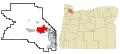 Washington County Oregon Incorporated and Unincorporated areas Hillsboro Highlighted.svg