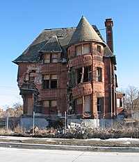 The William Livingstone House, shortly before demolition William Livingstone House, Brush Park, Detroit (417140528).jpg