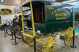 A delivery wagon painted to look like the wagons at Williams Bakery Williams Bakery Delivery Wagon.jpg