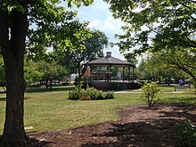 The bandstand in the center of the Woodstock Square Woodstock Illinois square gazebo.jpeg