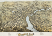 Map of Waltham, 1877 1877 map Waltham Massachusetts by Bailey BPL 10176.png
