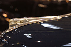 Hood ornament of a 1937 Opel car, typical for many other Opels at the time