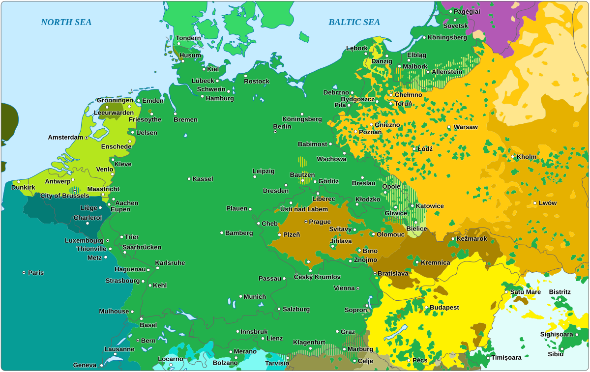 map of europe in german language