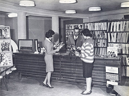 A 1950s or 1960s record store in Afghanistan, showing the increasing Western influence at the time, particularly in Kabul.