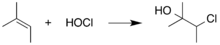 Reakce kyseliny chlorné s 2-methyl-2-butenem