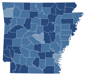 2004 Arkansas Amendment 3 results map by county.svg