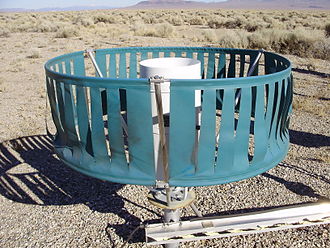 ASOS heated tipping bucket precipitation gauge 2011-12-14 Tonopah Airport ASOS automatic heated tipping bucket precipitation gauge.JPG