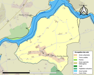 Barevná mapa znázorňující využití půdy.