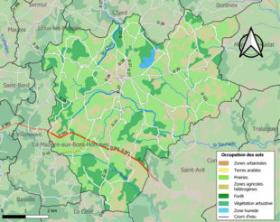 Barevná mapa znázorňující využití půdy.