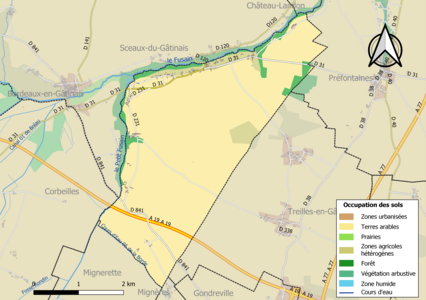 Carte des infrastructures et de l'occupation des sols de la commune en 2018 (CLC).