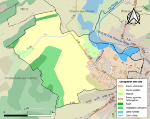 Kolorowa mapa przedstawiająca użytkowanie gruntów.