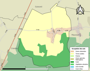 Barevná mapa znázorňující využití půdy.