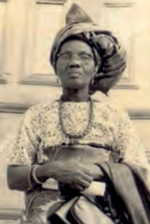 Chief Funmilayo Ransome-Kuti, an Oloye of the Western House of Chiefs. 70 year old Funmilayo Ransome-Kuti on her birthday.png