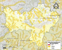 Carte des zones d'aléa retrait-gonflement des sols argileux de Saint-Junien.