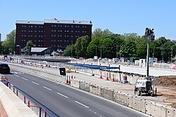 Progress on the Mytongate Underpass as viewed from the corner of the new Holiday Inn access road adjacent to the A63 in Kingston upon Hull.