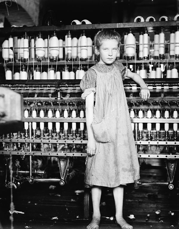 Addie Card, child laborer, from a 1910 photograph by Lewis Hine.