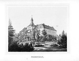 Frauenhain Castle, no later than 1856, according to F. Heise and GA Poenicke (eds.) In the album of castles and manors in the Kingdom of Saxony II p.142