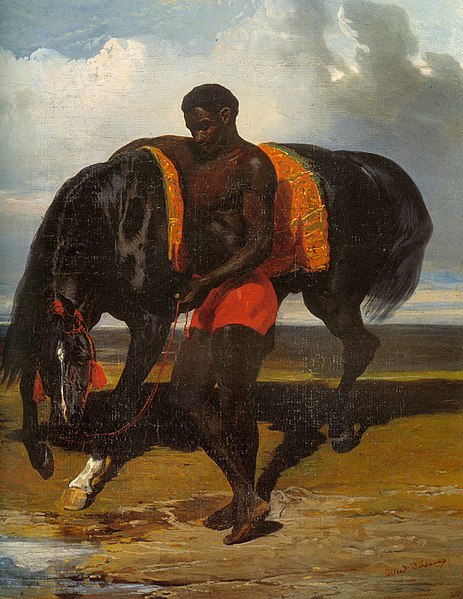 File:Alfred Dedreux - Africain tenant un cheval au bord d'une mer.jpg