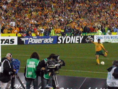 Aloisi taking the penalty that secured the victory over Uruguay and Australia's place in the 2006 World Cup.