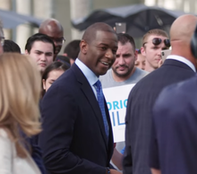 Andrew Gillum campaigning in 2018. Andrew Gillum campaigning in 2018.png