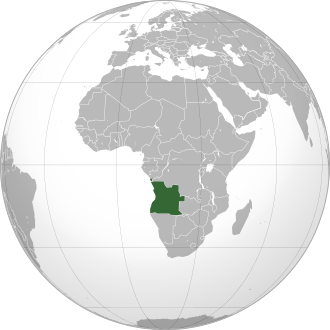 Angola location on globe