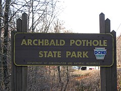 Archbald Pothole State Park, typical entrance sign