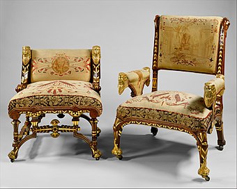 Side chair and armchair; 1870–1875; rosewood and prickly juniper veneer; various dimensions; Metropolitan Museum of Art