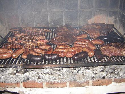 Argentinian chorizos in an asado