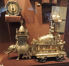 Automaton chariot clock, Augsburg second half of the 16th century. It is believed it was a gift to Tzar Ivan the Terrible. Bacchus clock (Augsburg, 16th c., Kremlin museum) 01 by shakko.jpg